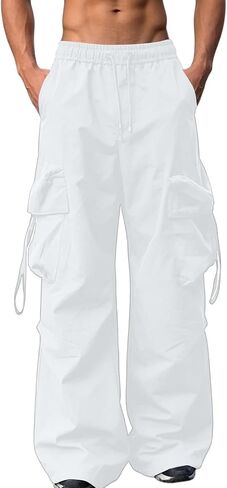 Men's Hiking Cargo Pants 2026 Lightweight Parachute Pants with Multiple Pockets Loose Fit Outdoor Pant with Pockets in Kuwait
