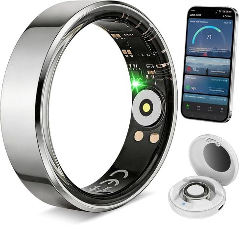 Smart Fitness Ring for Men and Women – Lightweight & Barely‑There Feel, Track Heart Rate, Stress, Sleep, Steps & SpO2, Ultra‑Slim 6mm,10ATM Waterproof, No Subscription Fee, Gold 8 in Kuwait