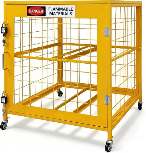 Tank StorageCabinet,30x30x38 inch HorizontalCylinder Storage Cabinet, Gas CylinderCabinet with Yellow Powder CoatFinish in Kuwait