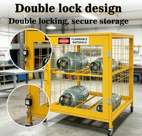 Tank StorageCabinet,30x30x38 inch HorizontalCylinder Storage Cabinet, Gas CylinderCabinet with Yellow Powder CoatFinish in Kuwait