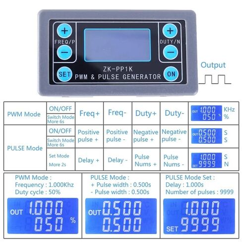 ZK-PP1K مولد إشارة الوضع المزدوج LCD PWM 1-قناة 1 هرتز-150 كيلو هرتز تردد النبض دورة العمل موجة مربعة قابلة للتعديل in Kuwait