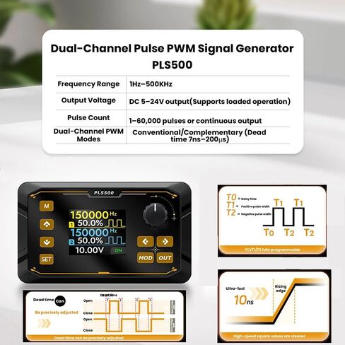 PLS500 نبض PWM 1 هرتز ~ 500 كيلو هرتز مولد إشارة 2 CH تردد متر قابل للتعديل دورة العمل في الوقت الميت قابلة للبرمجة للتحكم المؤازر in Kuwait