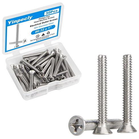 50Pcs 6-32 Machine Screws, Extra Long Outlet Screws in 1-1/2, 1-3/4, and 2 inch Lengths for Sunken Outlet Repair, Loose Electrical Box Fixing, Device Mounting and Receptacle Installation in Kuwait