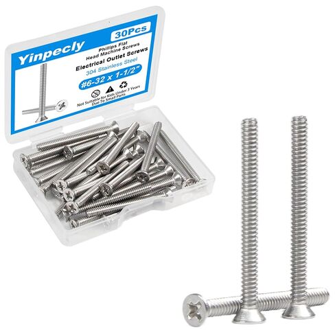 50Pcs 6-32 Machine Screws, Extra Long Outlet Screws in 1-1/2, 1-3/4, and 2 inch Lengths for Sunken Outlet Repair, Loose Electrical Box Fixing, Device Mounting and Receptacle Installation in Kuwait