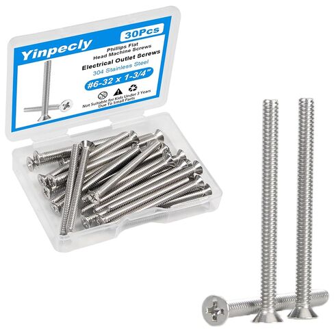 50Pcs 6-32 Machine Screws, Extra Long Outlet Screws in 1-1/2, 1-3/4, and 2 inch Lengths for Sunken Outlet Repair, Loose Electrical Box Fixing, Device Mounting and Receptacle Installation in Kuwait