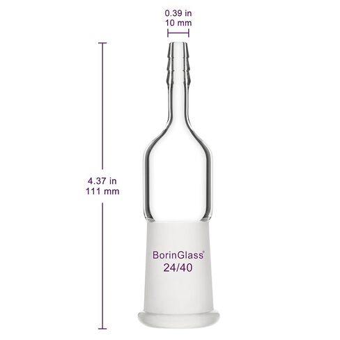 BorinGlass Straight Inlet Adapter, Premium Borosilicate Glass, Secure Glassware Connections, for Scientific Experiments, 24/40 Joint in Saudi Arabia
