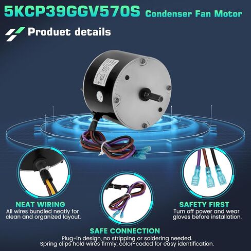 1085926 Condenser Fan Motor for ICP, 1/3 HP 208-230V 1075 RPM, 48Y Frame, Single Phase, 5µF Capacitor, CW Lead End, Replacement for ICP Heil Tempstar K55HXGDD-8119 HC41GZ001B 1082642 1064946 in Kuwait