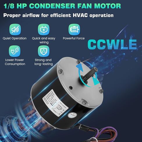 1085926 Condenser Fan Motor for ICP, 1/3 HP 208-230V 1075 RPM, 48Y Frame, Single Phase, 5µF Capacitor, CW Lead End, Replacement for ICP Heil Tempstar K55HXGDD-8119 HC41GZ001B 1082642 1064946 in Kuwait
