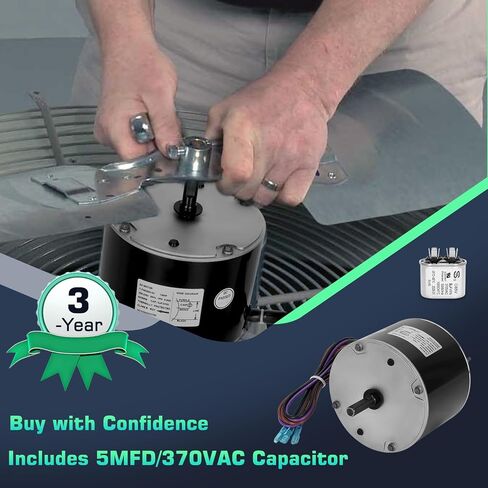 1085926 Condenser Fan Motor for ICP, 1/3 HP 208-230V 1075 RPM, 48Y Frame, Single Phase, 5µF Capacitor, CW Lead End, Replacement for ICP Heil Tempstar K55HXGDD-8119 HC41GZ001B 1082642 1064946 in Kuwait