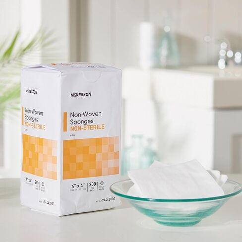 McKesson Non-Woven Sponges, Non-Sterile, 4-Ply, Polyester/Rayon, 4 in x 4 in, 200 per Pack, 1 Pack in Kuwait