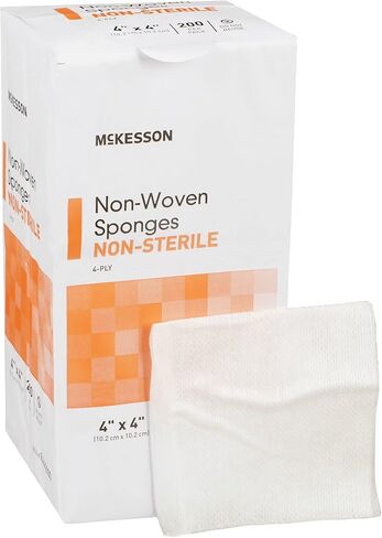 McKesson Non-Woven Sponges, Non-Sterile, 4-Ply, Polyester/Rayon, 4 in x 4 in, 200 per Pack, 1 Pack in Kuwait