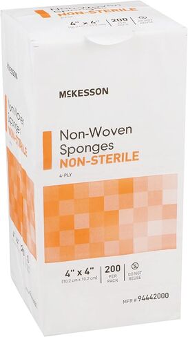 McKesson Non-Woven Sponges, Non-Sterile, 4-Ply, Polyester/Rayon, 4 in x 4 in, 200 per Pack, 1 Pack in Kuwait