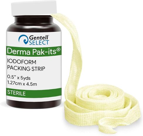 Pak Its Idoform Gauze Strips, 1 Count - .5" x 5yds of Sterile Cotton Strips with Iodine - Pre Cut Wound Packing Gauze - Good for Absorbing Wound Exudate in Kuwait