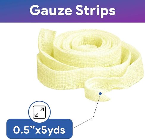 Pak Its Idoform Gauze Strips, 1 Count - .5" x 5yds of Sterile Cotton Strips with Iodine - Pre Cut Wound Packing Gauze - Good for Absorbing Wound Exudate in Kuwait