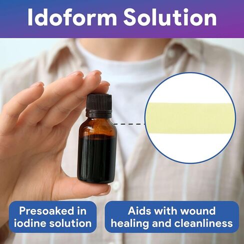 Pak Its Idoform Gauze Strips, 1 Count - .5" x 5yds of Sterile Cotton Strips with Iodine - Pre Cut Wound Packing Gauze - Good for Absorbing Wound Exudate in Kuwait