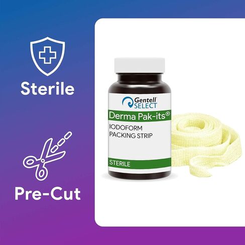 Pak Its Idoform Gauze Strips, 1 Count - .5" x 5yds of Sterile Cotton Strips with Iodine - Pre Cut Wound Packing Gauze - Good for Absorbing Wound Exudate in Kuwait