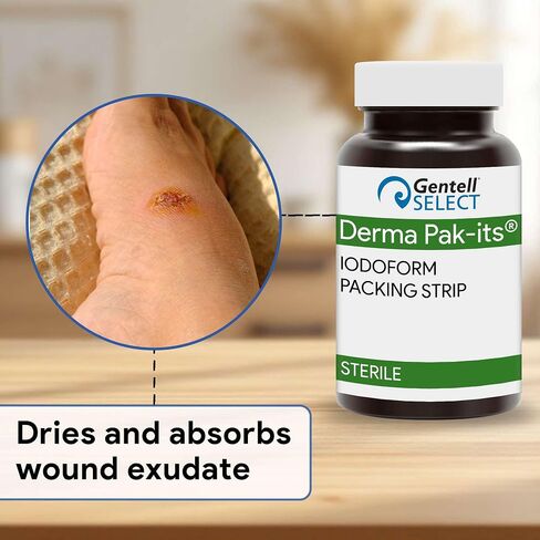 Pak Its Idoform Gauze Strips, 1 Count - .5" x 5yds of Sterile Cotton Strips with Iodine - Pre Cut Wound Packing Gauze - Good for Absorbing Wound Exudate in Kuwait