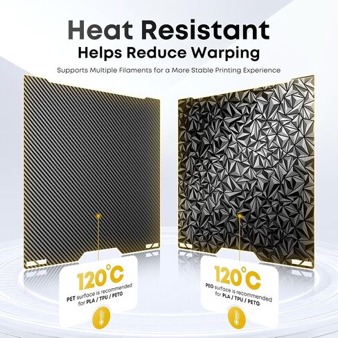 3D Printer Build Plate for Bambu Lab A2L/H2C, PET+PEO, 335x325mm | Dual texture, carbon fiber & diamond finish, flexible spring steel, easy removal, PLA TPU PETG, up to 120°C bed temp in Kuwait
