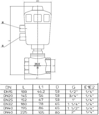 1/2" 3/4" 1" 1-1/4" 1-1/2" 2 inch 304 Stainless Steel T-Type Pneumatic Thread Globe Valve Sealing(1/2",Single Acting,C Type) in Kuwait