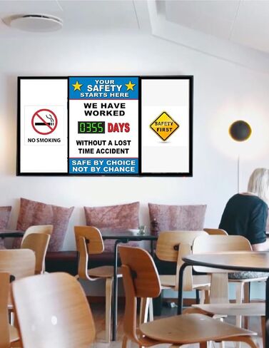 Full Size Digital LED Safety Scoreboard. Electric (plug-in). 20" X 28". Your Safety Starts Here Without a Lost Time Accident Safe by Choice Not by Chance in Kuwait