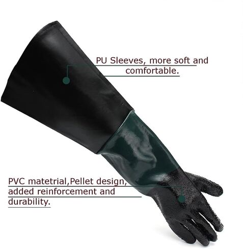 Rubber Sandblasting Gloves Anti-Slipping 60cm PVC Special Gloves for Sandblasting Machine in Kuwait