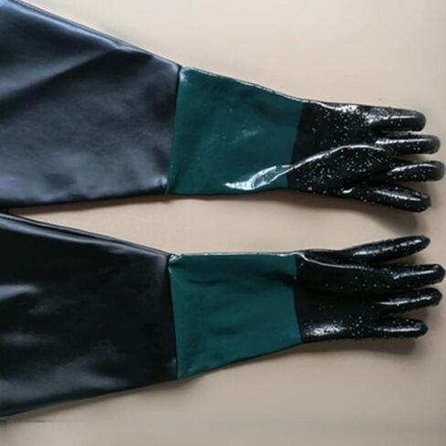 Rubber Sandblasting Gloves Anti-Slipping 60cm PVC Special Gloves for Sandblasting Machine in Kuwait