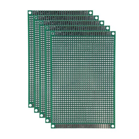 MTCELL 5 Pack Universal PCB Protoboard Protoboard 2.54 مم (0.1 بوصة) درجة 8x12 سم FR-4 لوح من الألياف الزجاجية مع HASL على الوجهين لحام ومشروعات إلكترونيات Arduino DIY in Saudi Arabia
