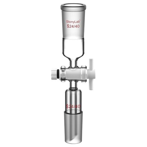 محول زجاجي من stonylab، محول التحكم في تدفق زجاج البورسليكات - تصميم مستقيم، محبس PTFE، وصلتان 24/40 - مثالي لإمدادات المختبرات in Kuwait
