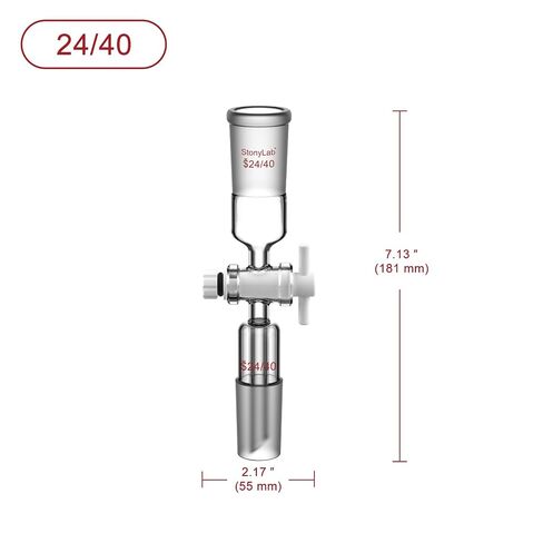 محول زجاجي من stonylab، محول التحكم في تدفق زجاج البورسليكات - تصميم مستقيم، محبس PTFE، وصلتان 24/40 - مثالي لإمدادات المختبرات in Kuwait