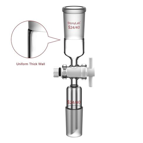 محول زجاجي من stonylab، محول التحكم في تدفق زجاج البورسليكات - تصميم مستقيم، محبس PTFE، وصلتان 24/40 - مثالي لإمدادات المختبرات in Kuwait