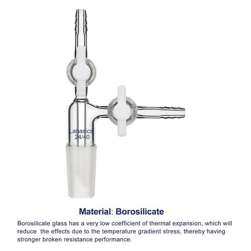محول نقل الفراغ من Labasics مع صمام PTFE، وصلة 24/40، زجاج بوروسيليكات G3.3 لعمليات الفراغ المختبرية in Kuwait