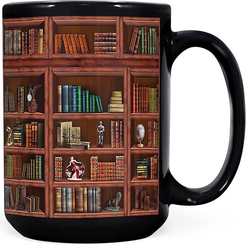 كوب كتب 2IMT هدايا مكتبة لمحبي الكتب - كوب قهوة للمكتبة، هدايا نادي للنساء - قراءة العناصر الكتابية، عشاق مكتبة الكتب للقراء، الكاتب، أسود، 11oz in Kuwait