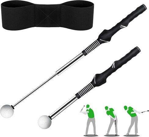 Seticek Retractable Golf Swing Trainer,Golf Grip Trainer with Arm Band for Right-Handed Golfers,Rhythm Click Sound Warm Up Golf Tempo Stick,Indoor/Outdoor in Saudi Arabia