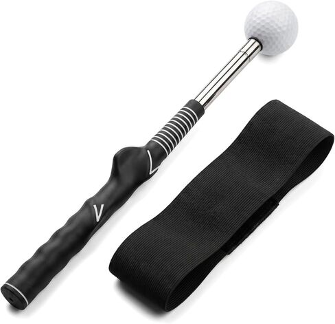 2-Stage Retractable Golf Swing Trainer with Click Sound Feedback, Swing Rod + Elastic Arm Band, Chicken Wing Posture Corrector, Golf Training Aid with User Manual for Men Women Beginners in Kuwait