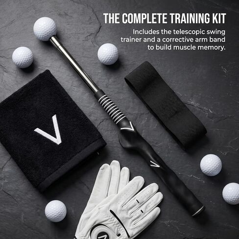 2-Stage Retractable Golf Swing Trainer with Click Sound Feedback, Swing Rod + Elastic Arm Band, Chicken Wing Posture Corrector, Golf Training Aid with User Manual for Men Women Beginners in Kuwait