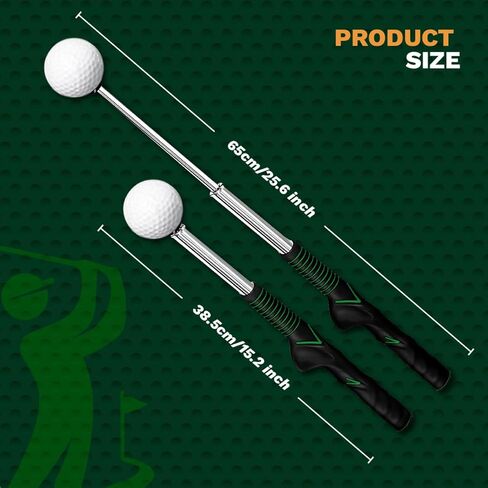 Retractable Golf Swing Trainer Aid with Grip Arm Band for Right -Handed Golfers, Grip Tempo Trainer, Click Feedback, Arm Correction Training Aid for Indoor Outdoor, Golf Practice Stick for Men in Kuwait
