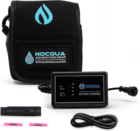 طقم شاحن وبطارية ليثيوم 12 فولت من Nocqua Pro Power لنظام تحديد المواقع العالمي (GPS) ومكتشفات الأسماك ومكتشفات العمق، حل طاقة بطارية كاياك مدمج ومحمول للمغامرات البحرية وزوارق الكاياك والقوارب in Kuwait