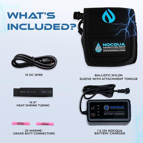 طقم شاحن وبطارية ليثيوم 12 فولت من Nocqua Pro Power لنظام تحديد المواقع العالمي (GPS) ومكتشفات الأسماك ومكتشفات العمق، حل طاقة بطارية كاياك مدمج ومحمول للمغامرات البحرية وزوارق الكاياك والقوارب in Kuwait