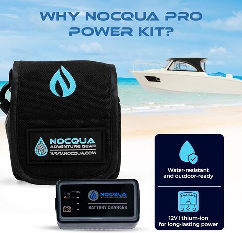 طقم شاحن وبطارية ليثيوم 12 فولت من Nocqua Pro Power لنظام تحديد المواقع العالمي (GPS) ومكتشفات الأسماك ومكتشفات العمق، حل طاقة بطارية كاياك مدمج ومحمول للمغامرات البحرية وزوارق الكاياك والقوارب in Kuwait