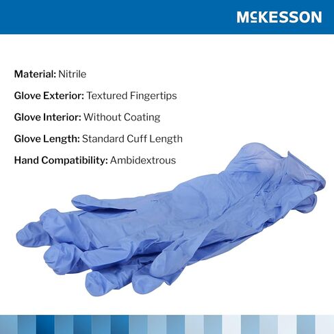 قفاز فحص النتريل القابل للتصرف McKesson Confiderm 3.5C بطول الكفة القياسي متوسط ​​14-6976C 1000 لكل صندوق in Kuwait