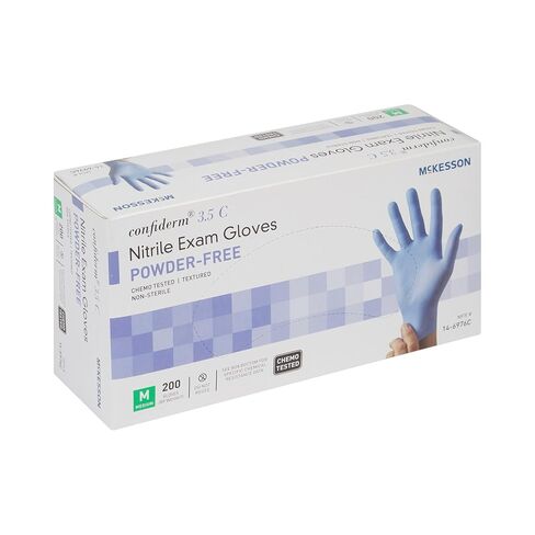 قفاز فحص النتريل القابل للتصرف McKesson Confiderm 3.5C بطول الكفة القياسي متوسط ​​14-6976C 1000 لكل صندوق in Kuwait