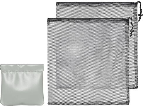 Golf Ball Bag, Nylon Mesh Golf Storage Pouch with Adjustable Drawstring Closure 15.7 x 15.7 Inch & 2Pcs & Black - Fitting for (Outdoor Sports Supplies/Tennis/Swim Gear) in Kuwait