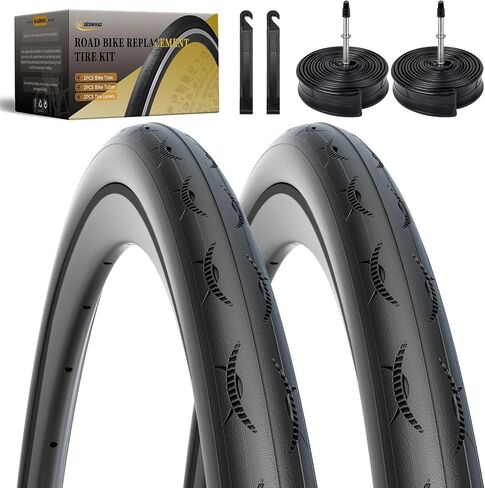 قطعتان من إطار الدراجة 700C، 700x23C/700x25C إطارات دراجات الطرق المقاومة للثقب وأنبوبين داخليين صمام بريستا 60 مم، إطارات دراجة للسباق، هجينة، قابلة للطي in Kuwait