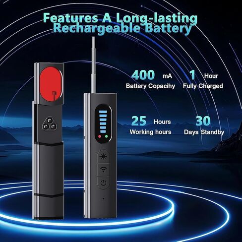 NuBits Hidden Camera Detectors,Spy Camera Finder,Portable Hidden Bug and Camera Detector,5 Levels Sensitivity 6 Modes,Wireless Rechargeable for Home,Car,Office,Hotel,Travel, 1 Pack in Saudi Arabia