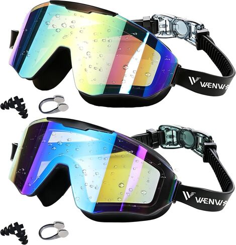 Kids Swim Goggles 2 Pack, Anti-fog UV Protection No Leak 180° Wide View Clear Vision Pool Goggles in Kuwait