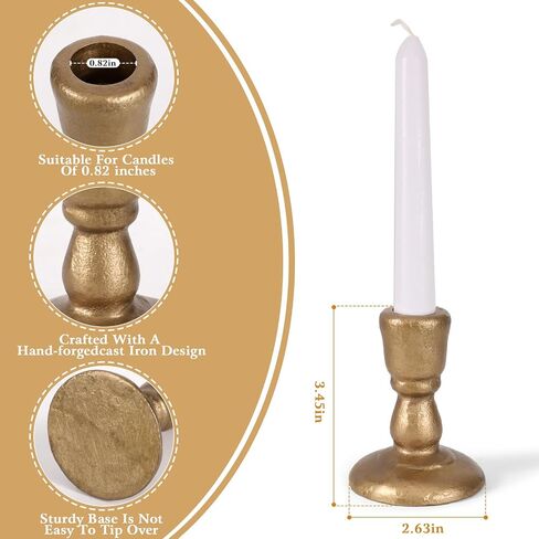 Cast Iron Candle Holders Antique Brass Iron Taper Candle Holders Set of 2, Decorative Metal Candlestick Stands for Weddings, Dining, Parties, and Home Decor (Black) in Kuwait
