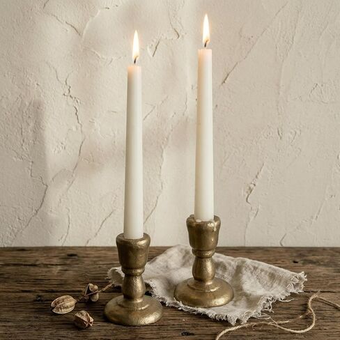 Cast Iron Candle Holders Antique Brass Iron Taper Candle Holders Set of 2, Decorative Metal Candlestick Stands for Weddings, Dining, Parties, and Home Decor (Black) in Kuwait