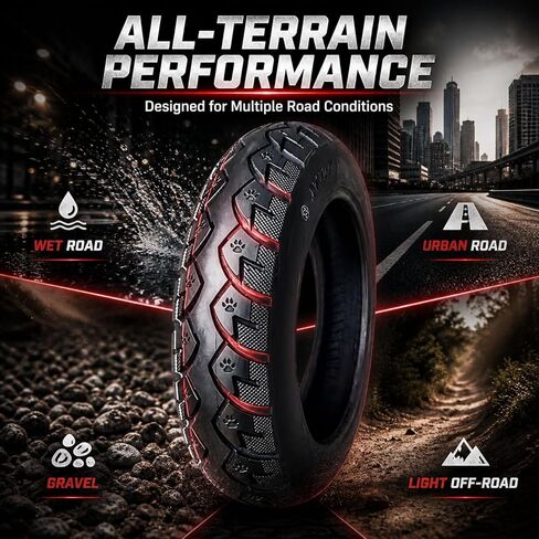 إطار دراجة 14x3.0، إطار بديل 14x3.00، القطر الخارجي 14 بوصة عرض 3.0 بوصة، هيكل نايلون 8PR، سعة تحميل 352 رطل، 300 كيلو باسكال، مداس ثقيل للاستخدام في المناطق الحضرية والطرق الوعرة، 14x3 in Kuwait