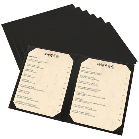 8.5'' x 11'' Menu Covers 6 Pack Black PU Leather Menu Holders Book Style with Angled Corners Double View Menu Sleeves Easy-Insert Design Waterproof for Bar Cafe Restaurant Menu Covers in Kuwait