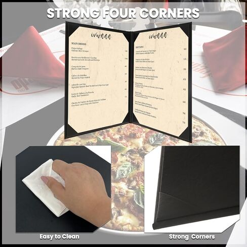 8.5'' x 11'' Menu Covers 6 Pack Black PU Leather Menu Holders Book Style with Angled Corners Double View Menu Sleeves Easy-Insert Design Waterproof for Bar Cafe Restaurant Menu Covers in Kuwait